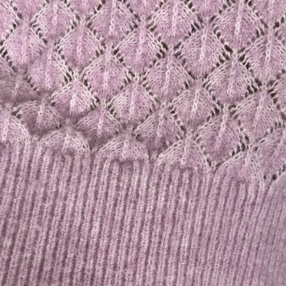 Old Navy Wool Blend Knit Sweater Women L Lavender Soft Textured Pullover - Picture 5 of 11